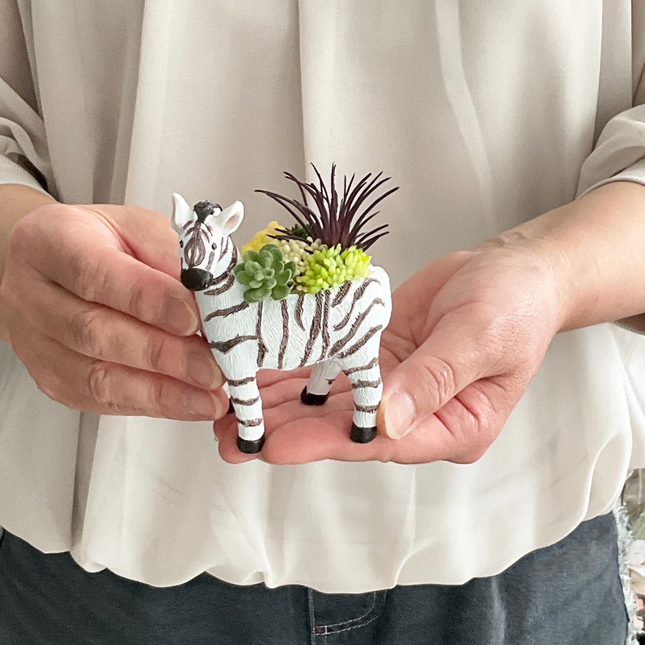 動物モチーフ　多肉植物(フェイク)の寄せ植え　シマウマさん | 6枚目